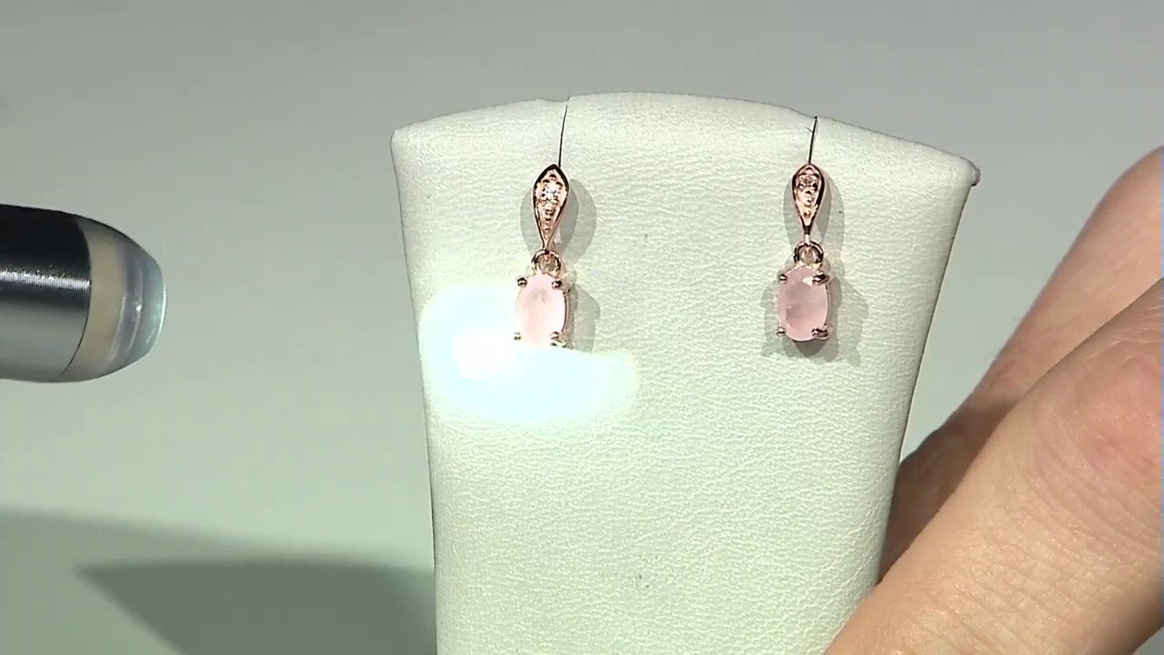 Video Rose Quartz Silver Earrings