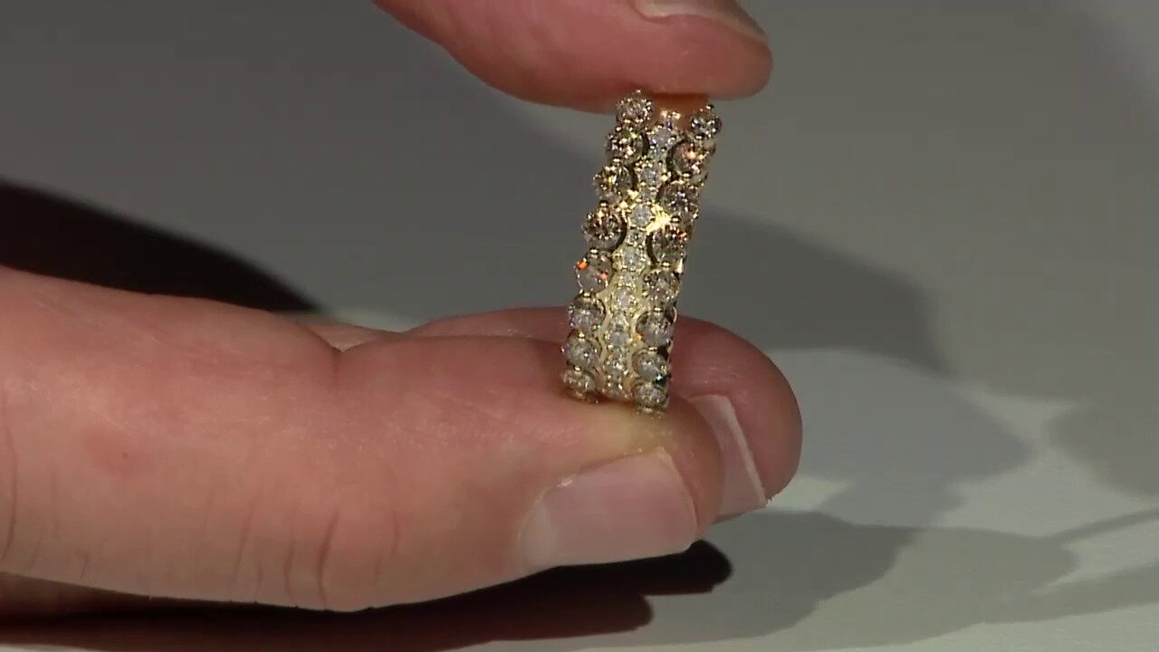 Video 9K I2 Champagne Diamond Gold Ring (de Melo)