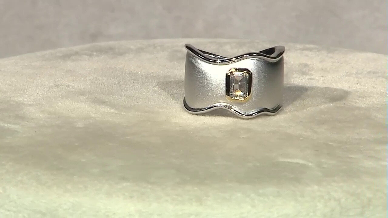 Video Messing ring met een witte topaas (Juwelo Style)