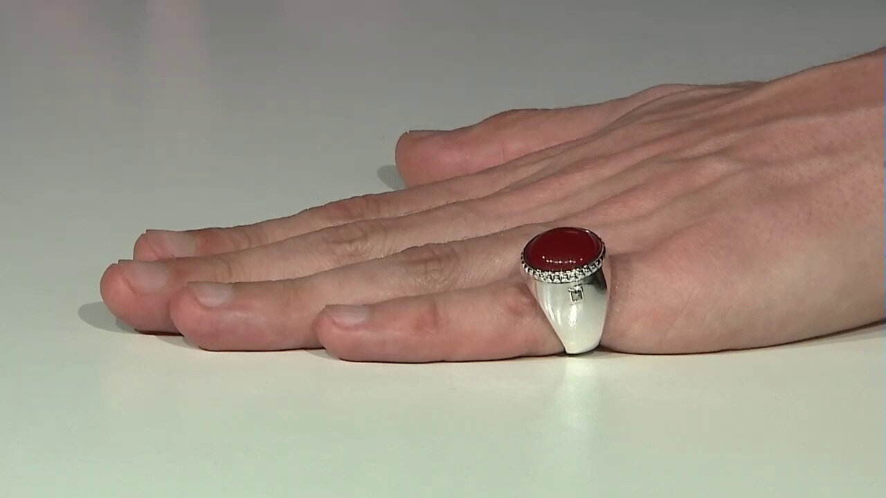 Video Zilveren ring met een Rode agaat (Annette classic)