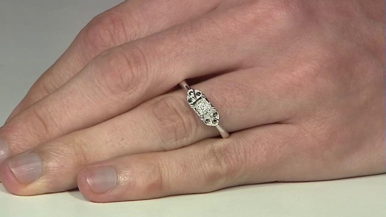 Video Zilveren ring met een I2 (J) Diamant (Annette classic)