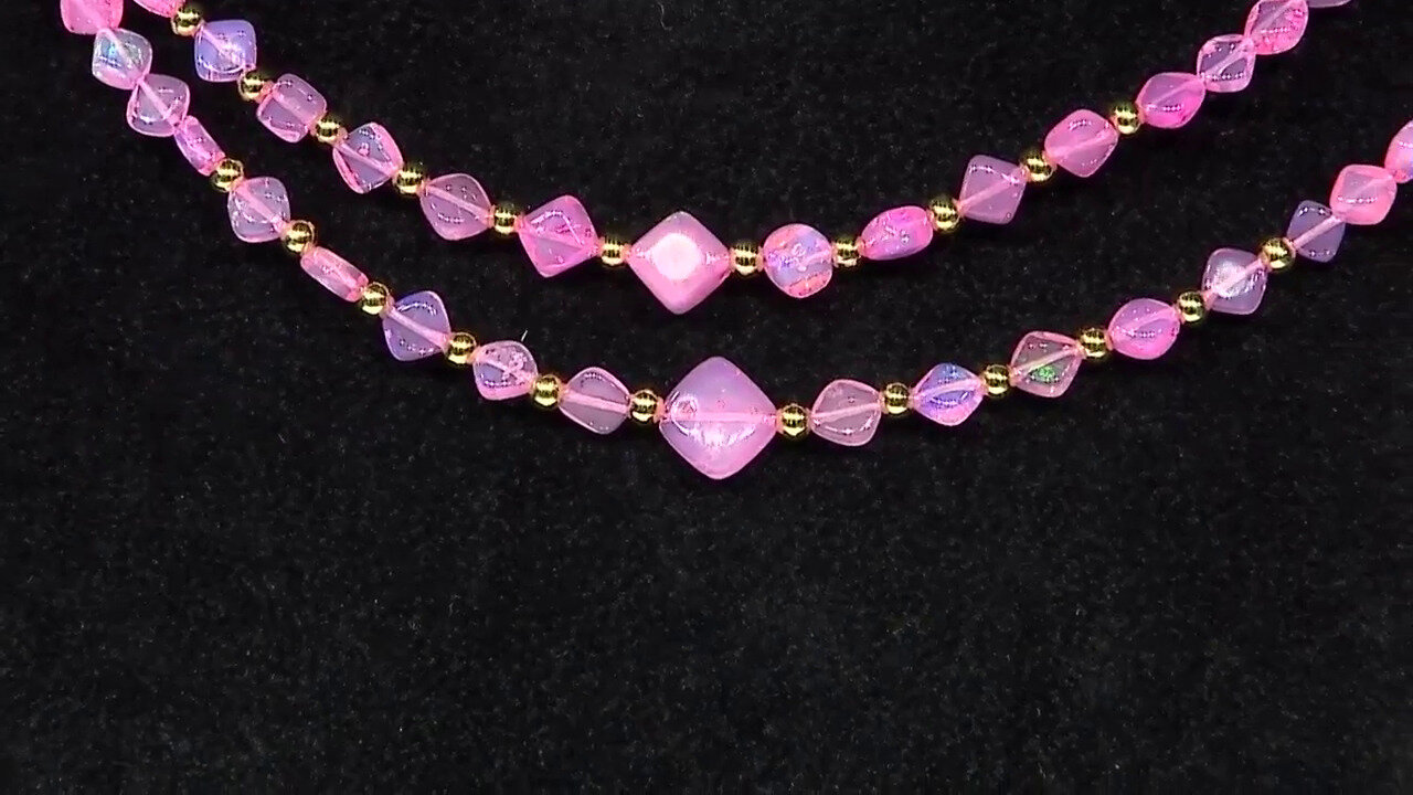 Video Pink Ethiopian Opal Silver Necklace (Riya)