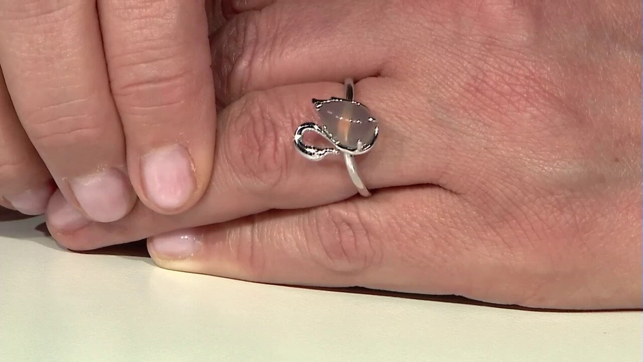 Video Zilveren ring met een Grijze agaat