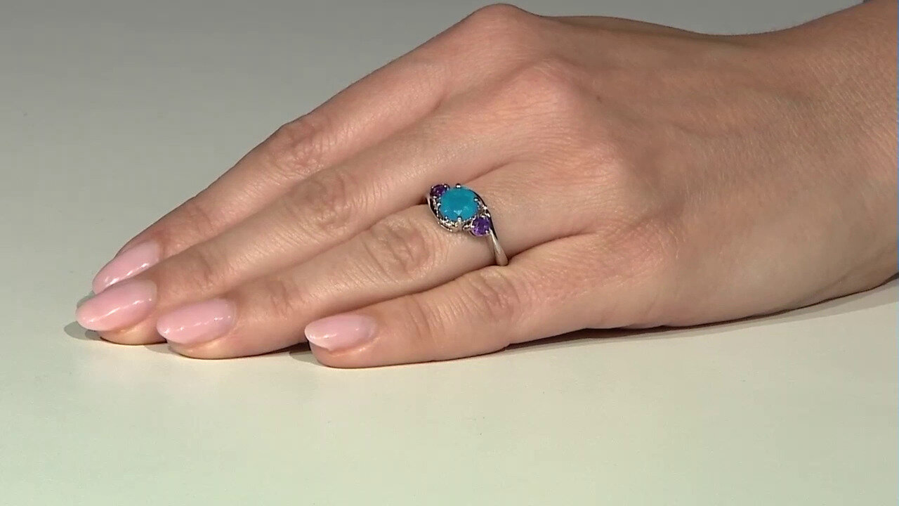 Video Äthiopischer Blauer Opal-Silberring