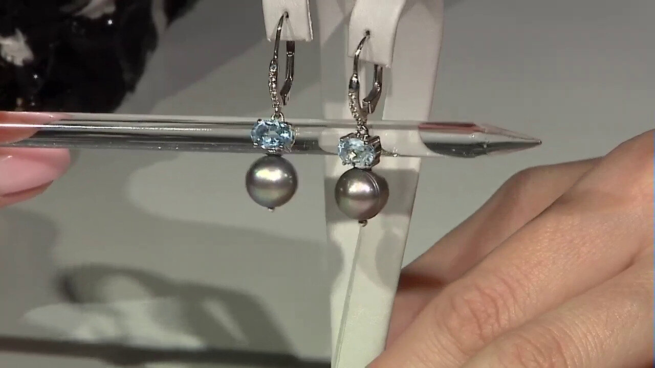 Video Black Freshwater Pearl Silver Earrings