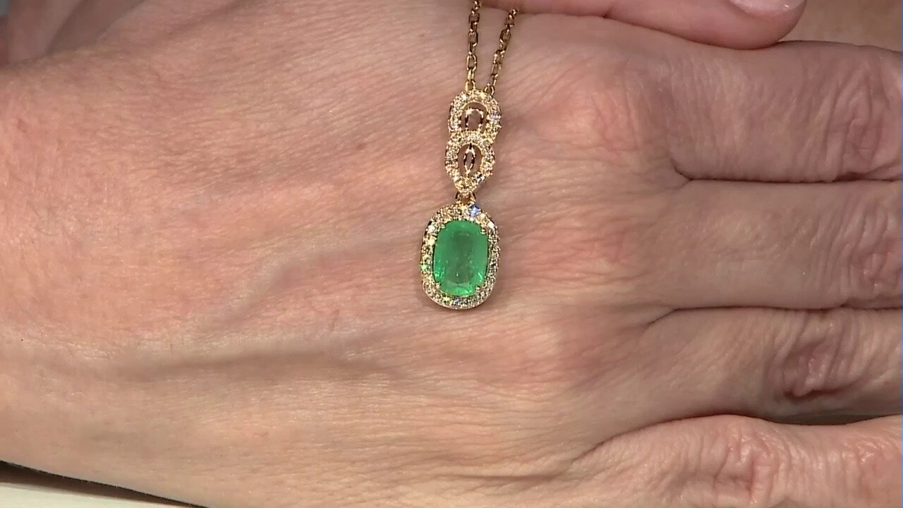 Video 14K Russian Emerald Gold Pendant (AMAYANI)