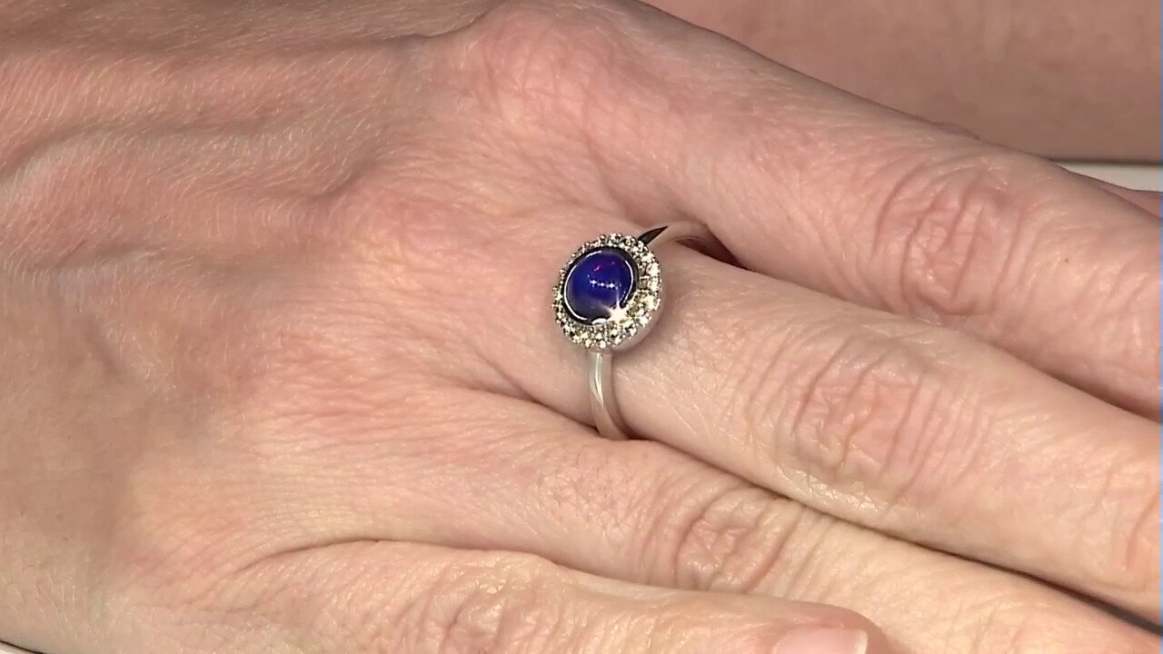 Video Blue Ethiopian Opal Silver Ring