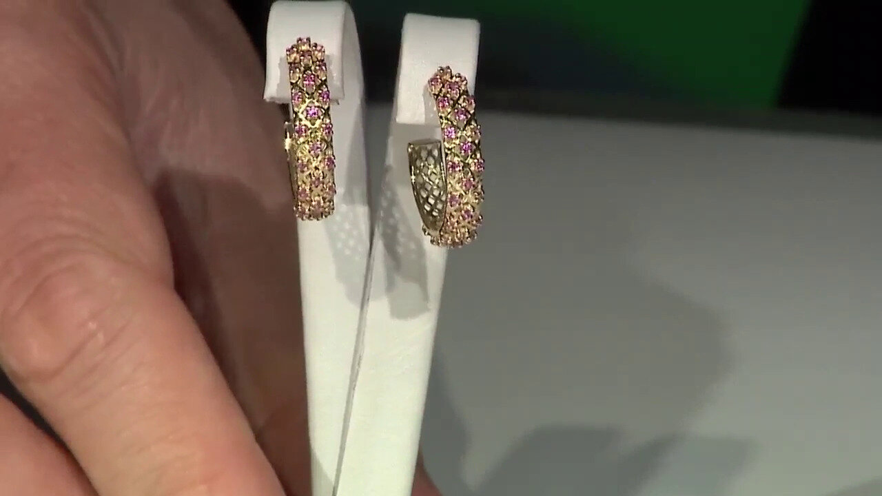 Video 9K Pink Sapphire Gold Earrings (Ornaments by de Melo)