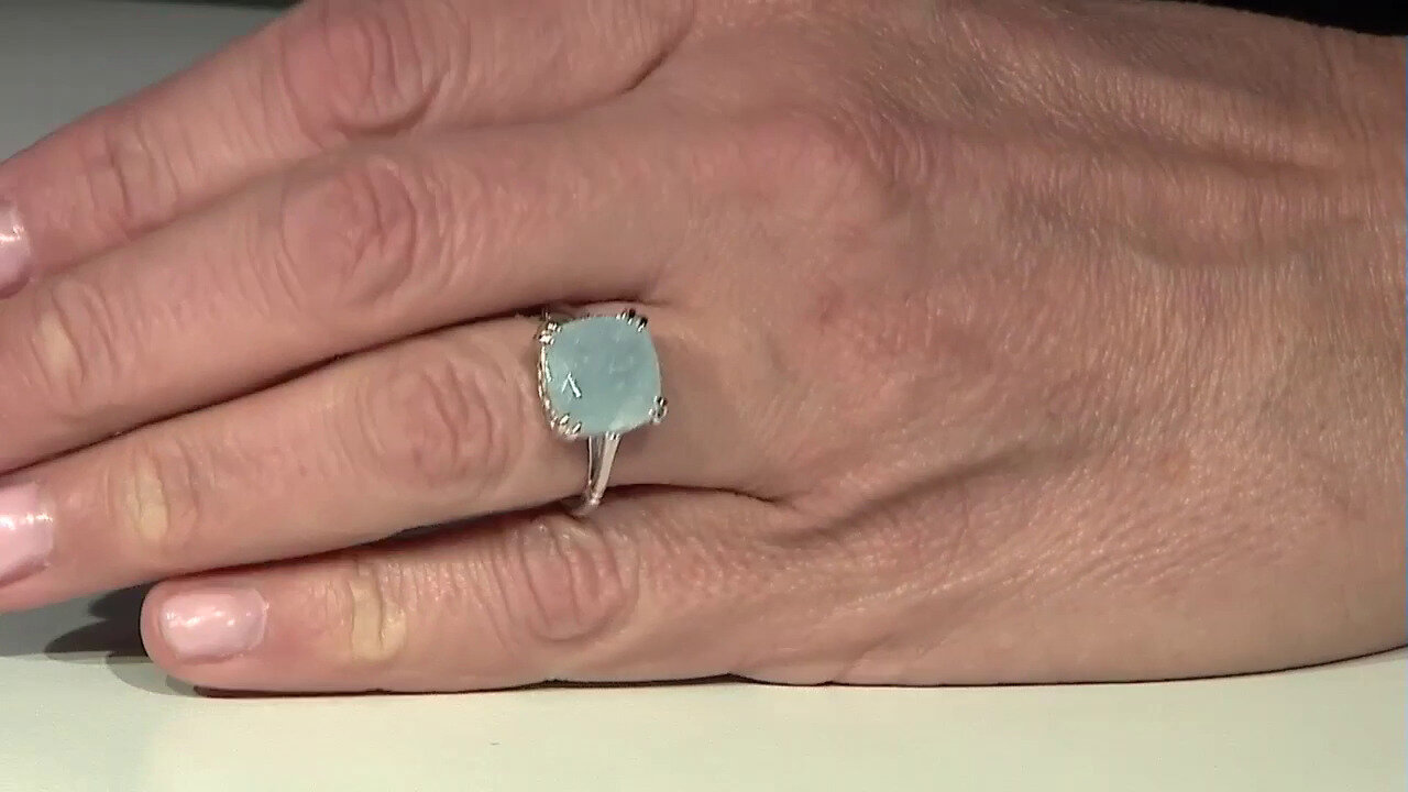 Video Zilveren ring met een aquamarijn