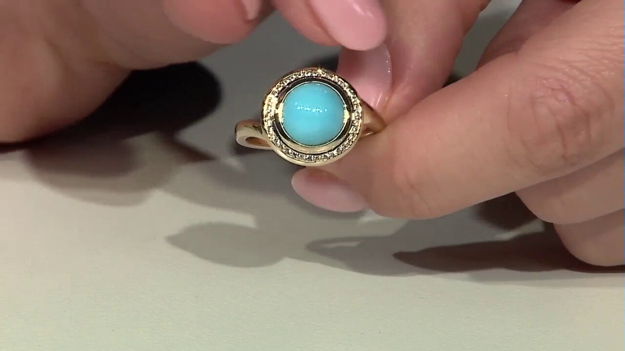 Video 9K Sleeping Beauty Turquoise Gold Ring (de Melo)