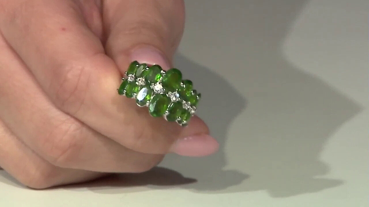 Video Zilveren ring met een Russische diopsied