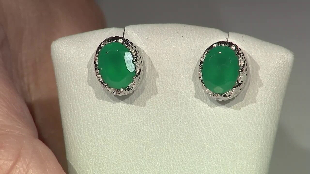 Video Green Onyx Silver Earrings