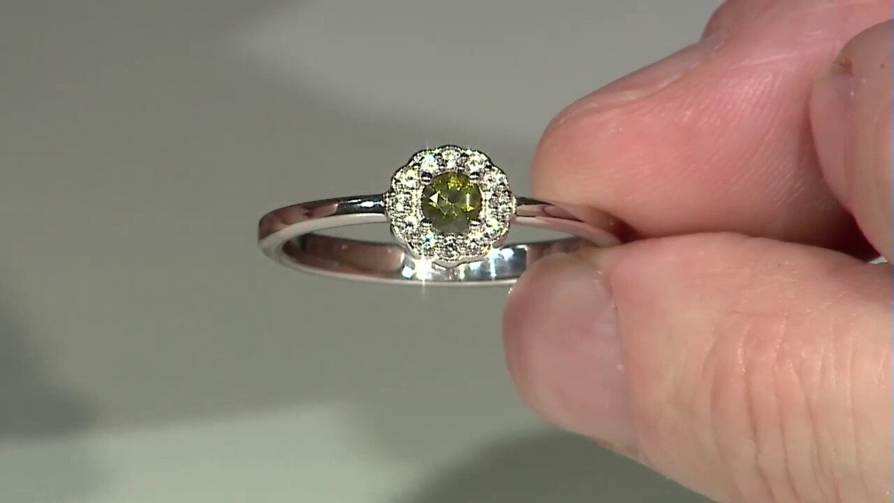 Video Zilveren ring met een Groene Ceylon Zirkoon
