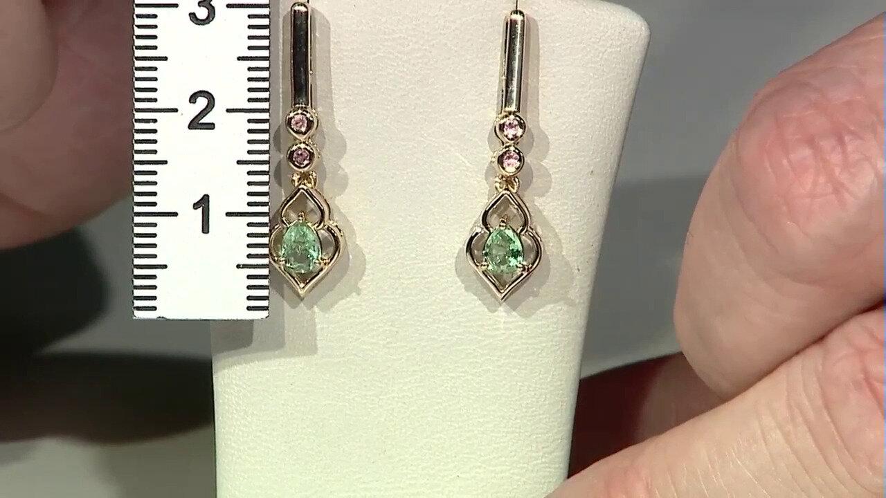 Video 9K Russian Emerald Gold Earrings