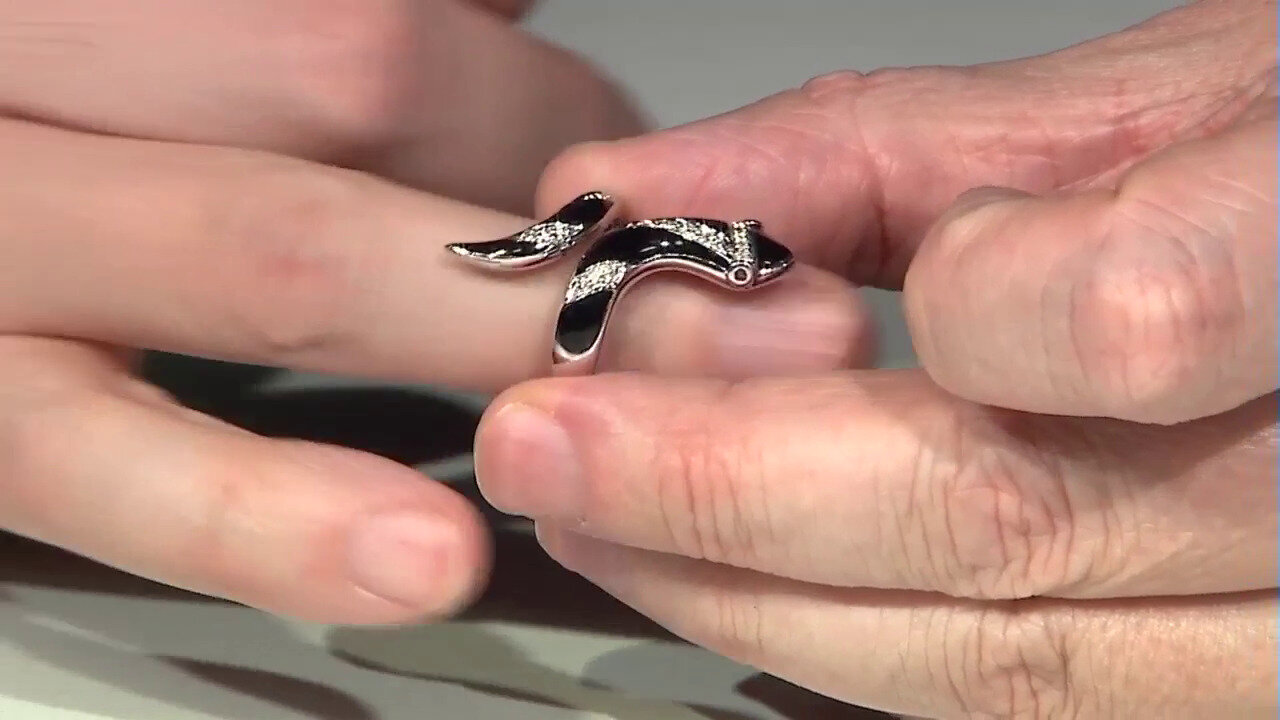 Video Zilveren ring met rookkwartskristallen