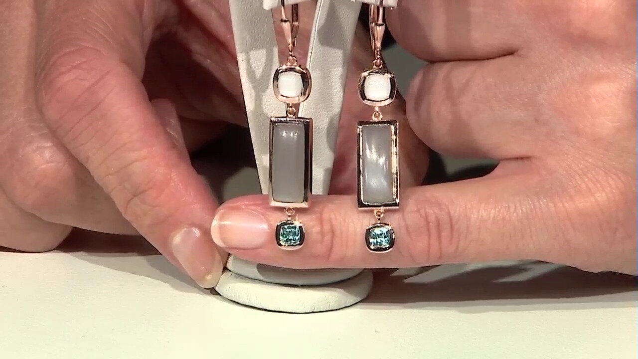 Video Silver Moonstone Silver Earrings (KM by Juwelo)