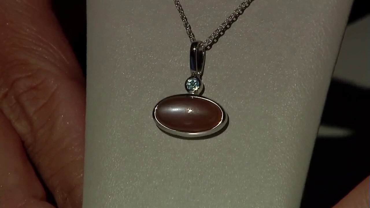 Video Collier en argent et Pierre de lune chocolat (KM by Juwelo)