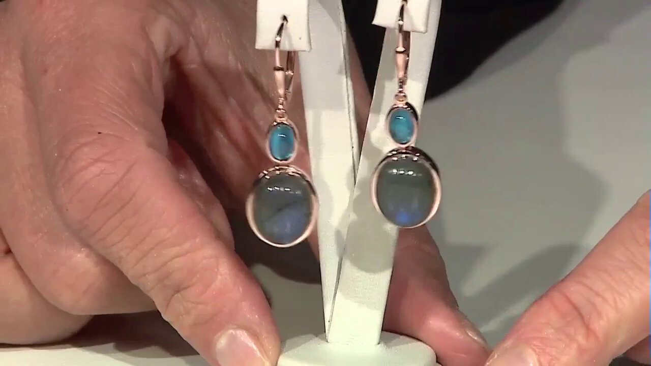 Video Blue Maniry Labradorite Silver Earrings (KM by Juwelo)