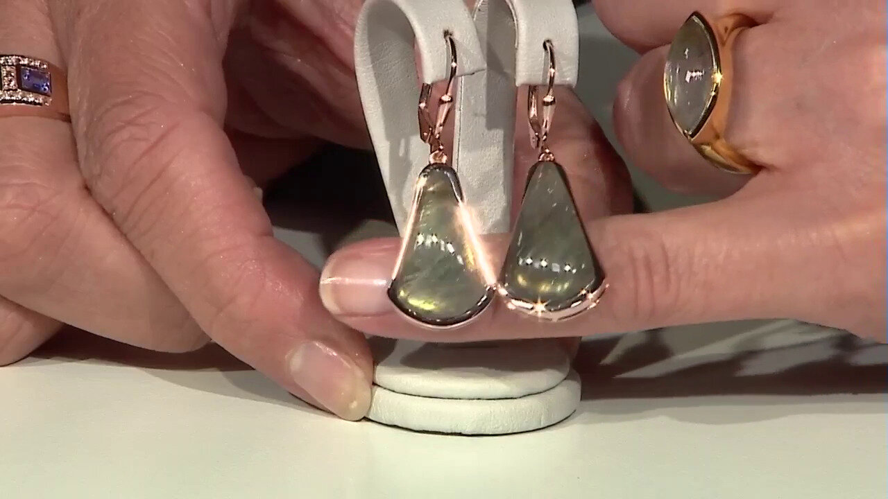 Video Zilveren oorbellen met Groene Minary Labradorieten (KM by Juwelo)