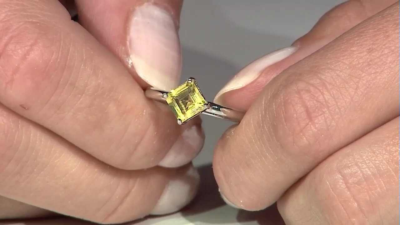 Video Zilveren ring met een Gele Fluoriet