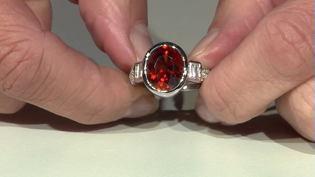 Video Hessonite Garnet Silver Ring