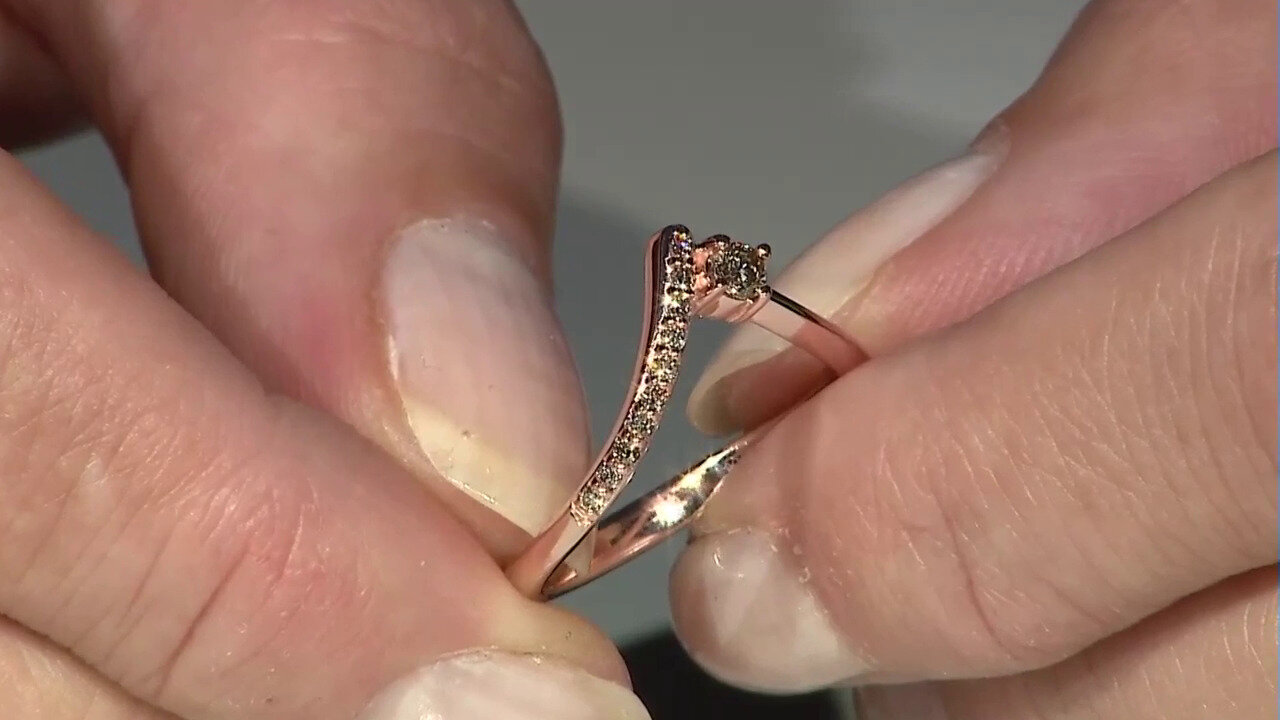Video Gouden ring met een SI1 Argyle Rose De France Diamant (Annette)