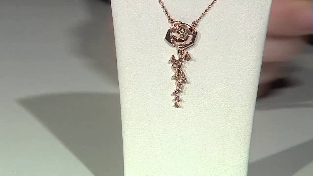 Video 18K SI1 Argyle Rose De France Diamond Gold Necklace (Annette)