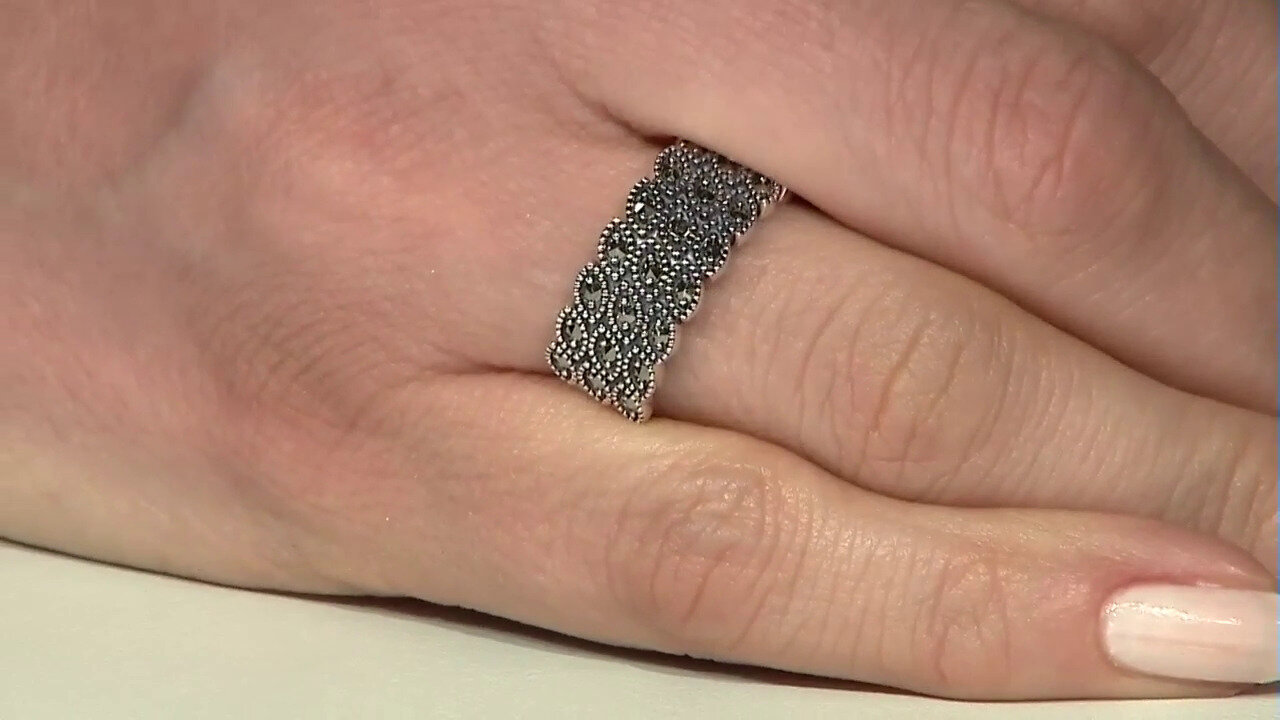 Video Zilveren ring met marcasieten