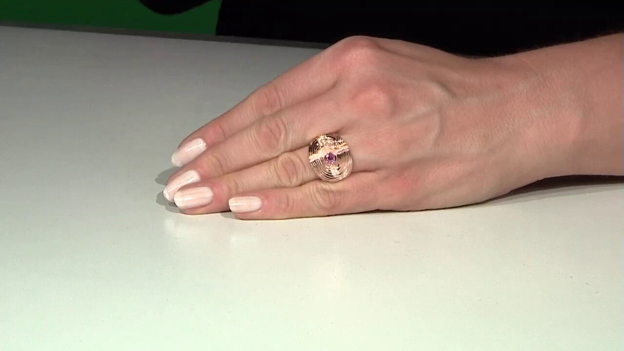 Video Zilveren ring met een Madagaskar Roze Saffier (MONOSONO COLLECTION)
