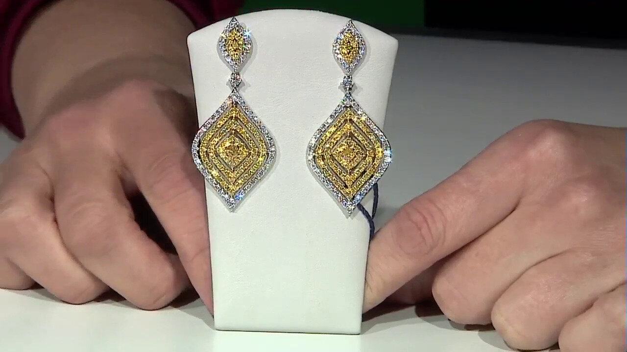 Video Pendientes en oro con Diamante amarillo SI2 (CIRARI)