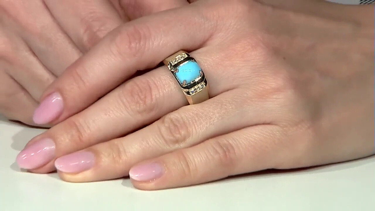 Video 14K Sleeping Beauty Turquoise Gold Ring (CIRARI)