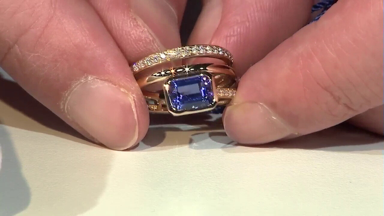 Video Gouden ring met een AAA tanzaniet (CIRARI)