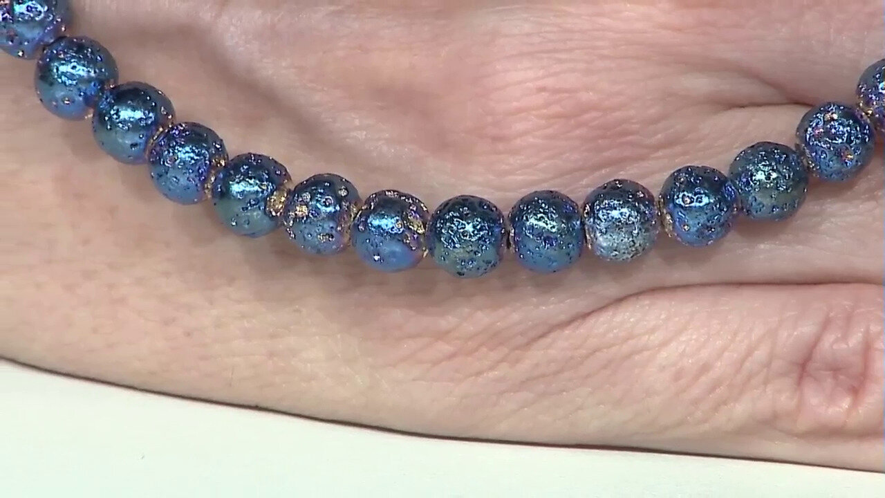 Video Collar en plata con Perla de lava azul royal