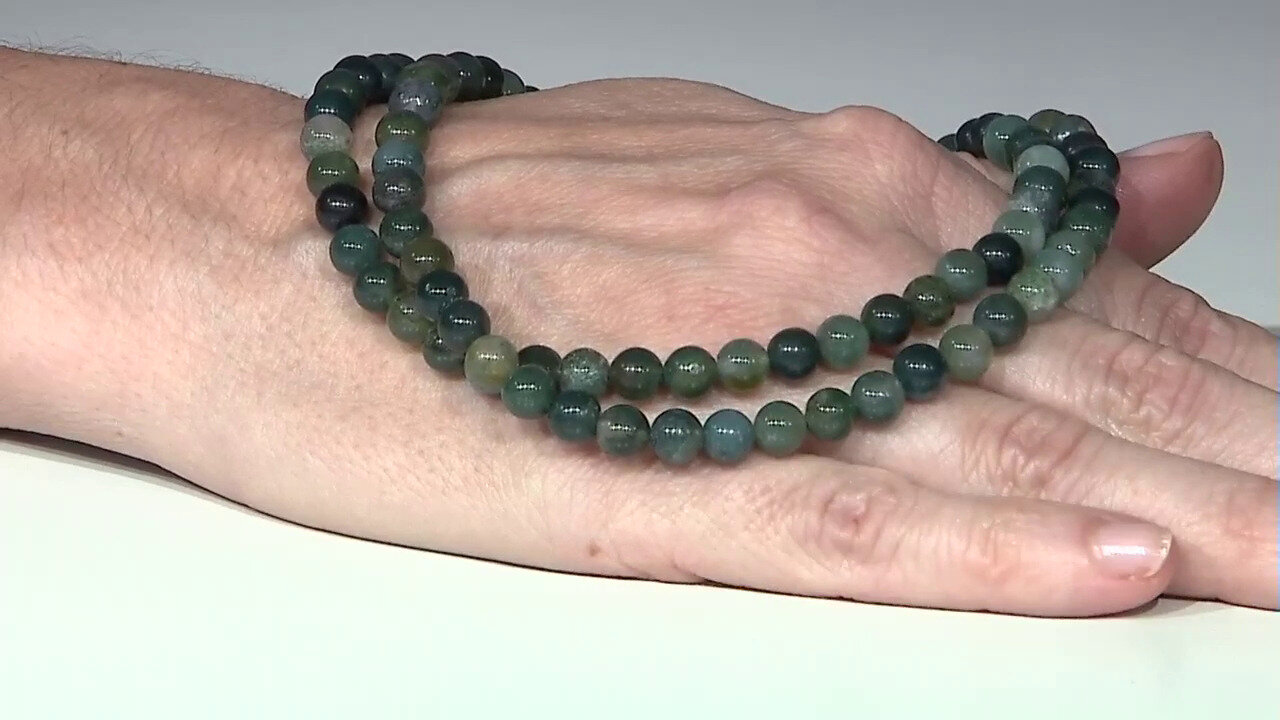 Video Moss Agate Silver Necklace
