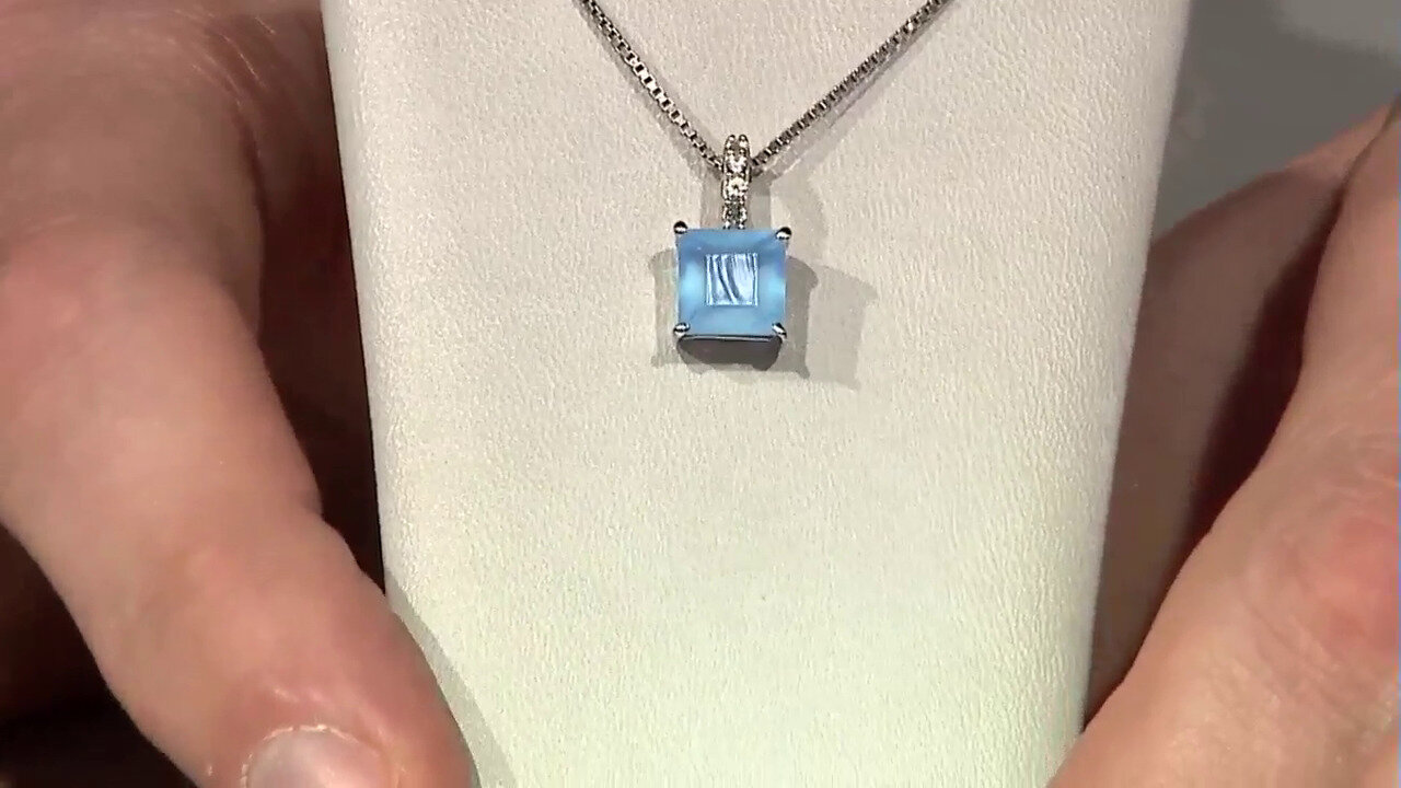 Video Zilveren hanger met een Blauwe chalcedoon