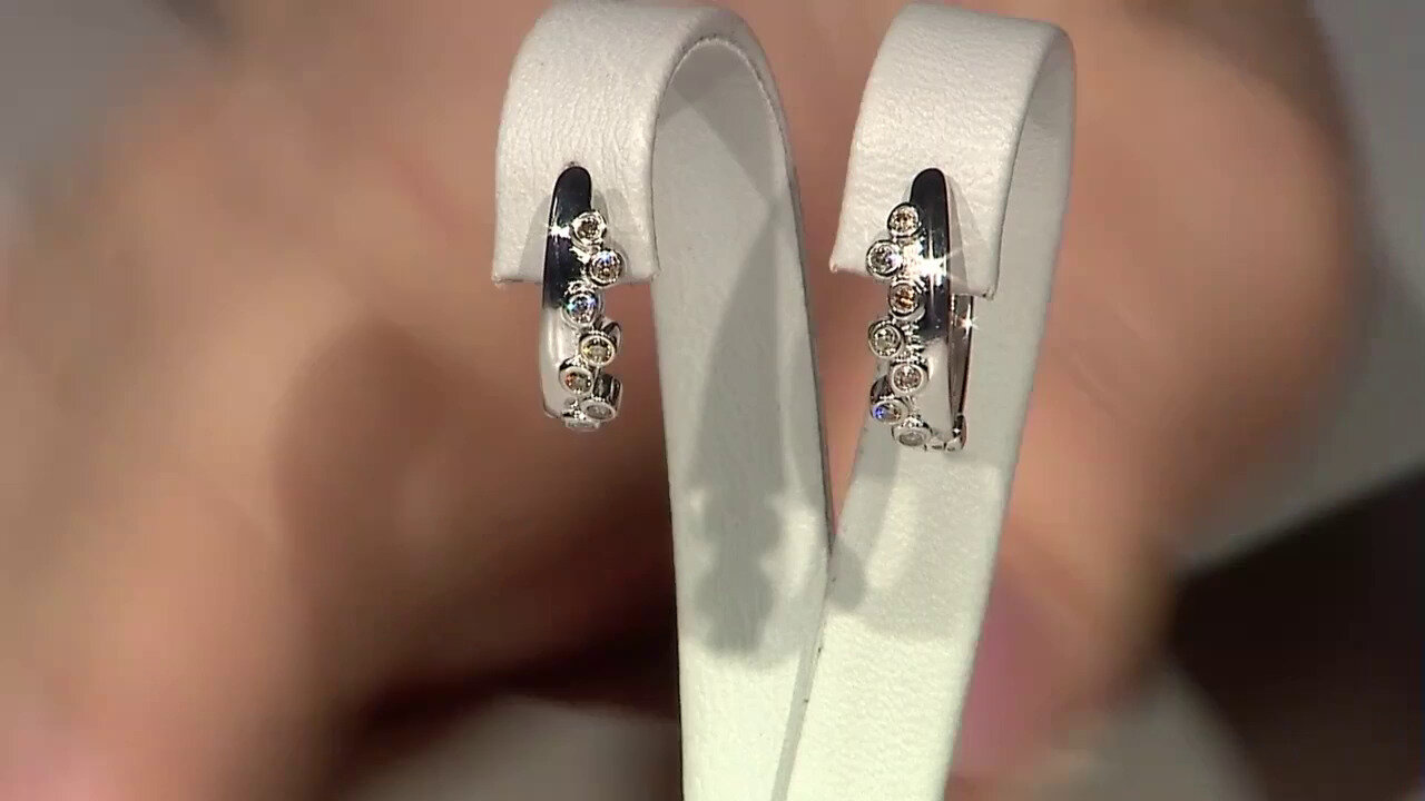 Video SI2 Champagne Diamond Silver Earrings