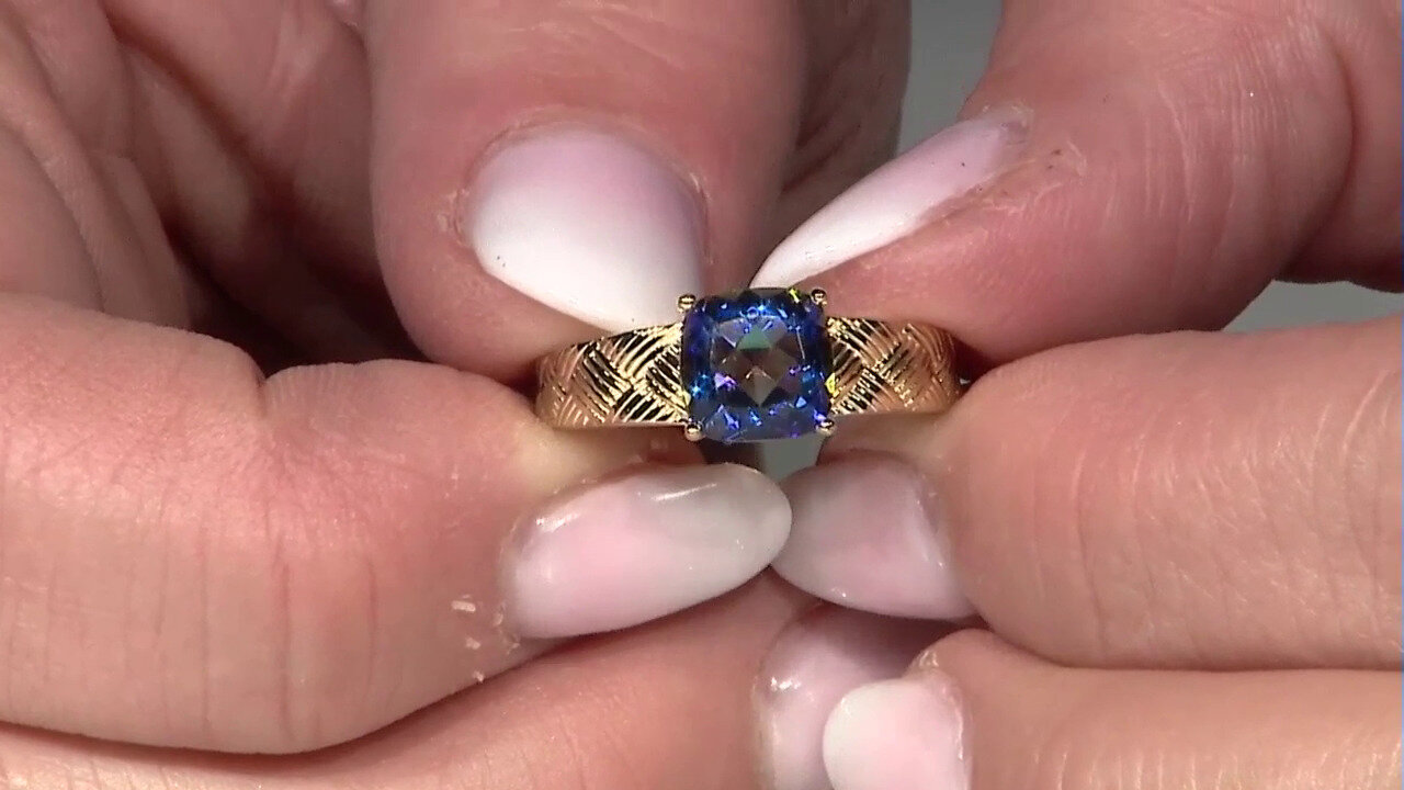 Video Zilveren ring met een blauwe mystieke kwarts