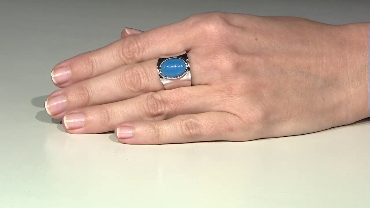 Video Blue Agate Silver Ring