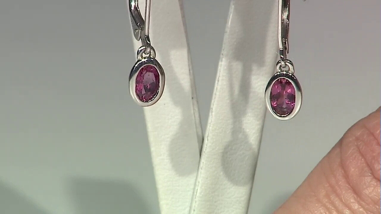 Video Zilveren oorbellen met roze toermalijnen