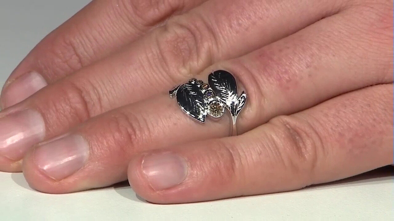 Video I3 Champagne Diamond Silver Ring (de Melo)
