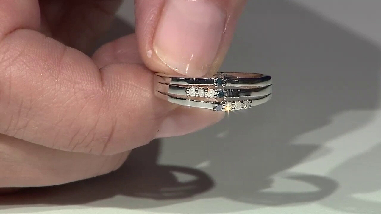 Video Zilveren ring met I3 Champagne Diamanten