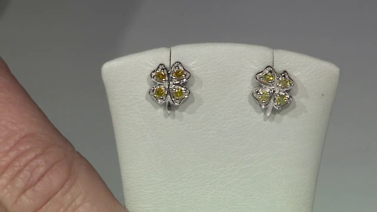 Video I3 Yellow Diamond Silver Earrings