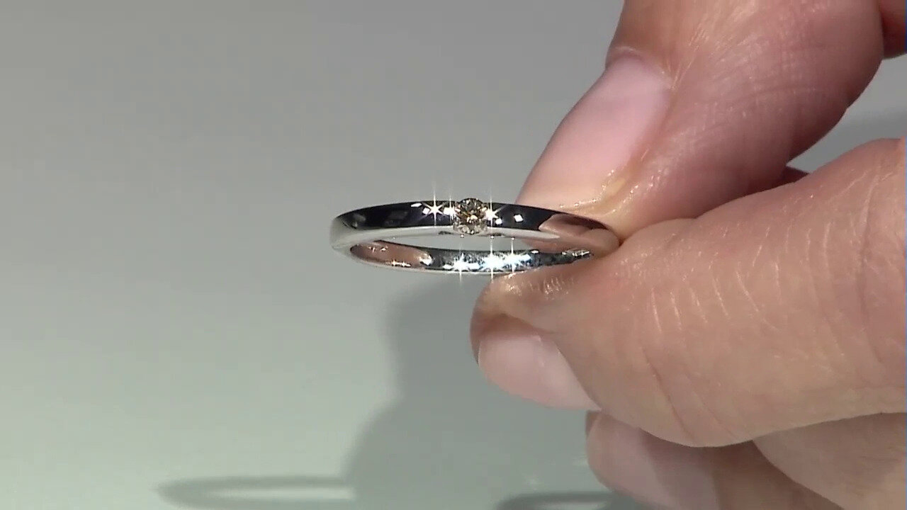 Video Gouden ring met een VS2 bruine diamant