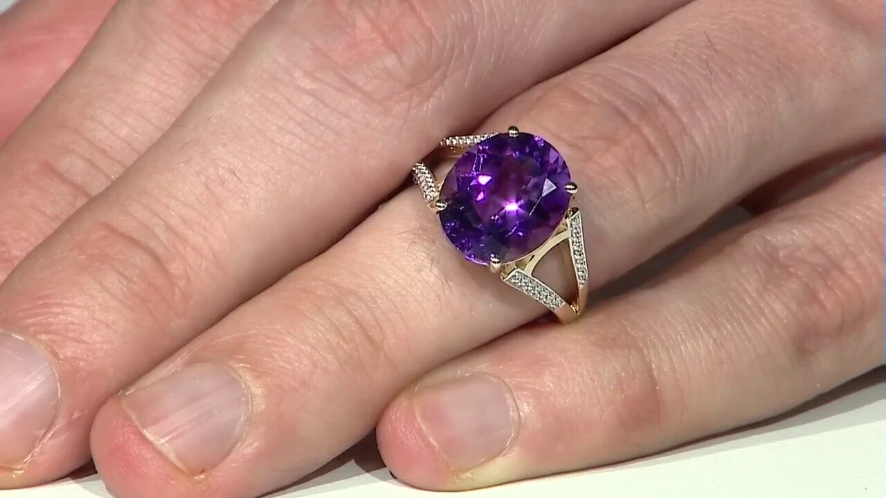 Video 9K Moroccan Amethyst Gold Ring