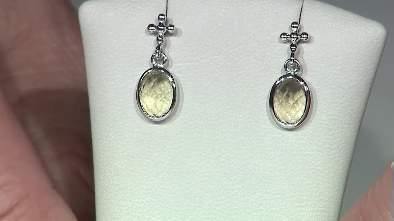 Video Olive Quartz Silver Earrings