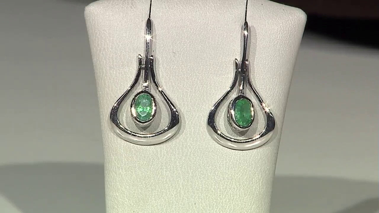 Video Pendientes en plata con Esmeralda de Bahía