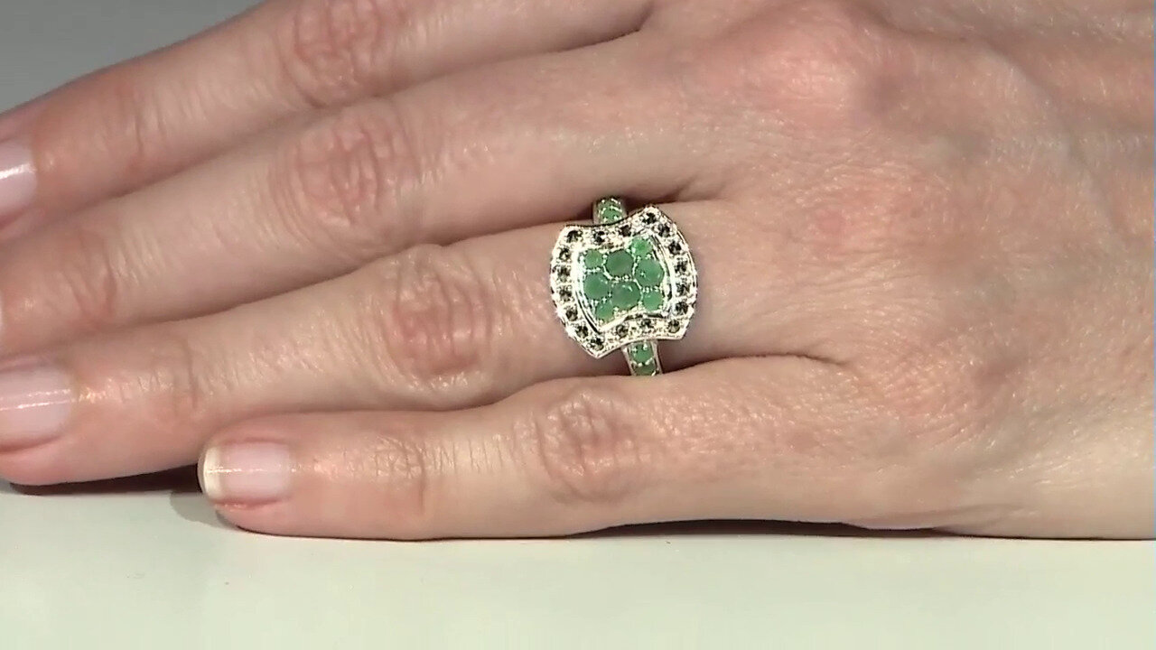 Video Zilveren ring met Zambia-smaragdstenen (Annette classic)