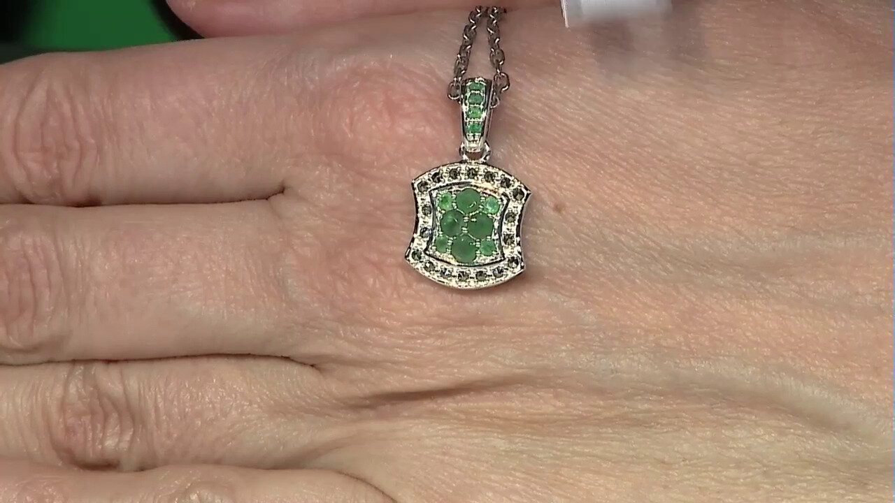 Video Zambian Emerald Silver Pendant (Annette classic)