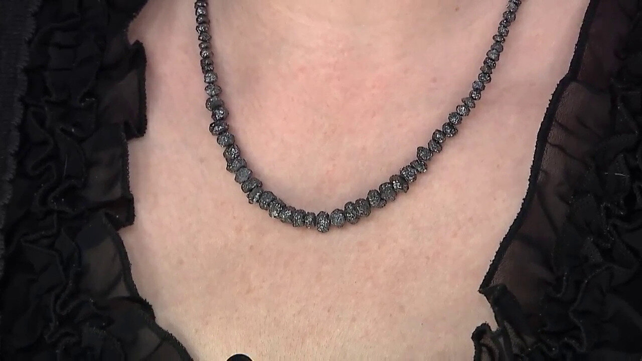 Video Zilveren halsketting met zwarte diamanten