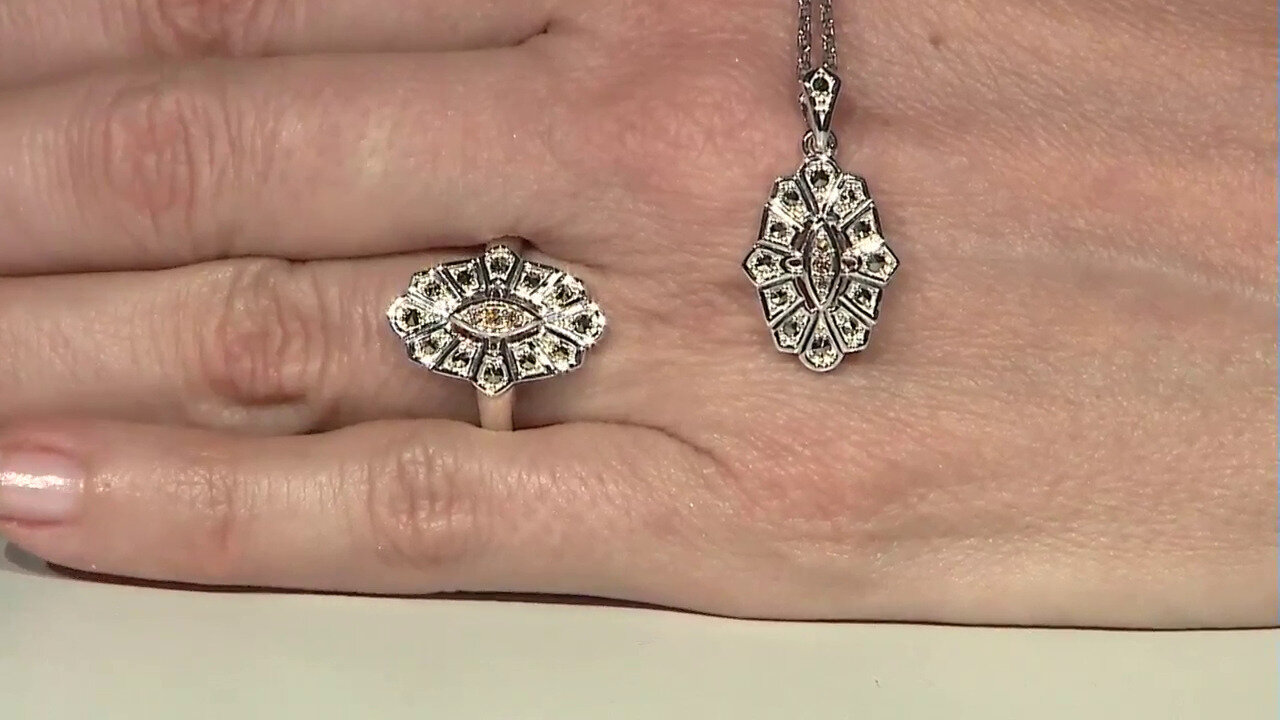 Video Anello in argento con Diamante Rose de France SI1 di Argyle (Annette classic)